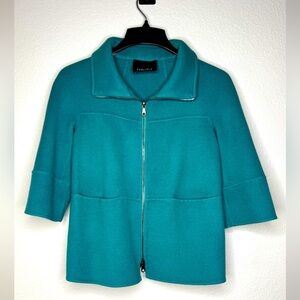 Carlisle Woo/Angor Full Zip‎ Quarter Zip Coat Blazer Teal